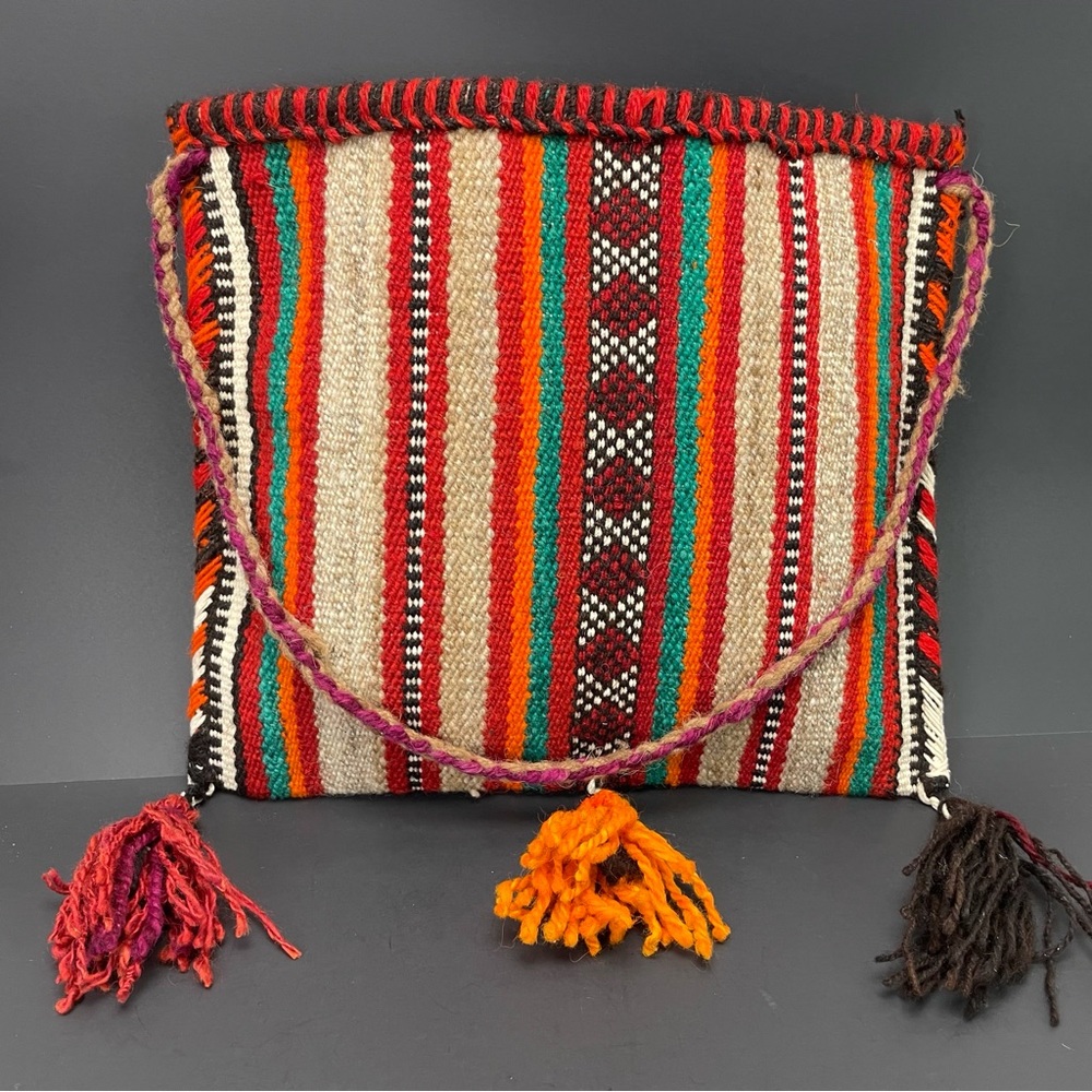 Aztec Mayan Inca Bag Horse Blanket Purse Tote Tassels Handbag Native Boho